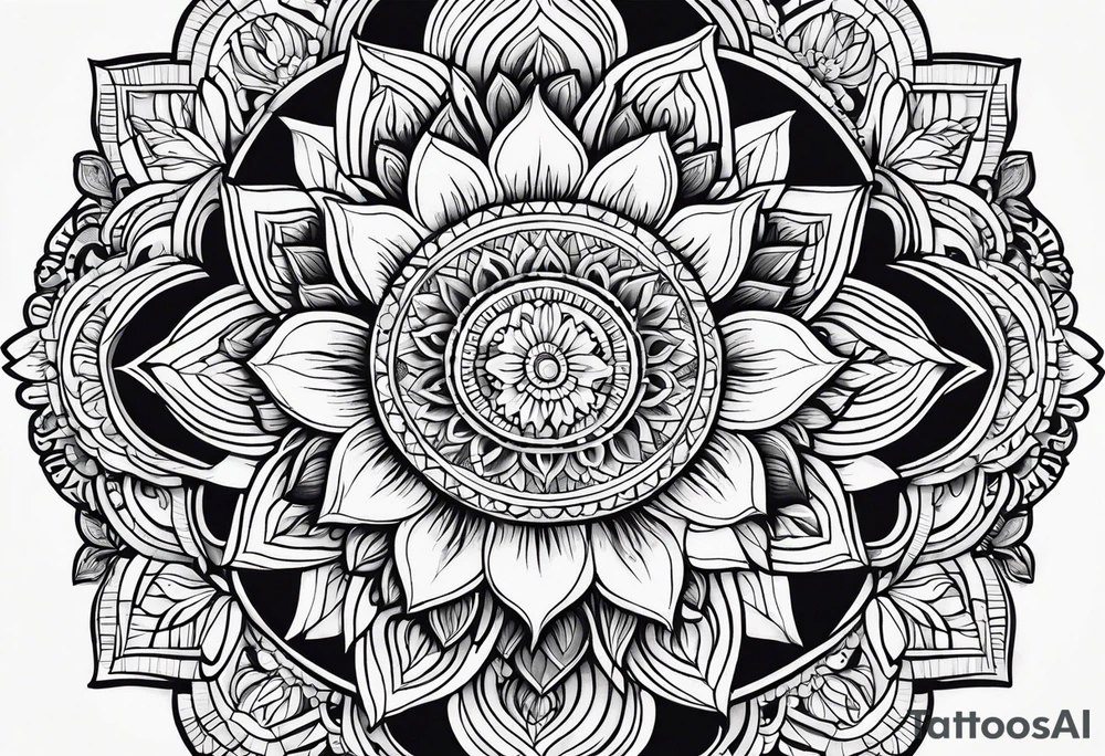 Mandala sun flower tattoo idea