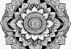 Mandala sun flower tattoo idea