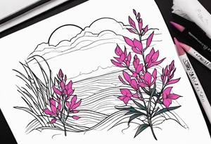 ocean and fireweed tattoo idea