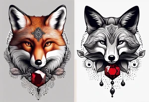Fox with a Ruby and a honey bee tattoo idea