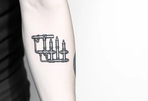 wide System of pipes that transitions and transforms at the end into thick, widespread 
veins of forearm tattoo idea
