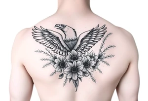 eagle, and flowers tattoo idea