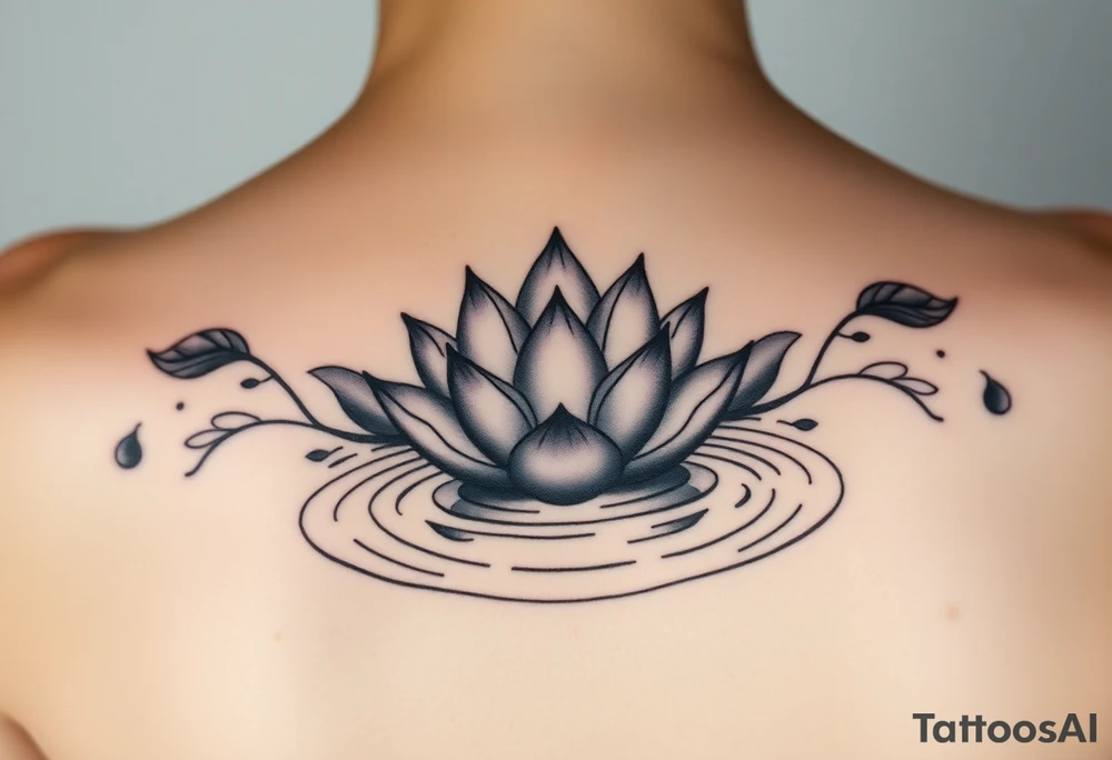 serene lotus flower emerging from sacred waters with ripples tattoo idea
