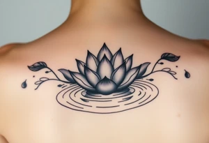 serene lotus flower emerging from sacred waters with ripples tattoo idea