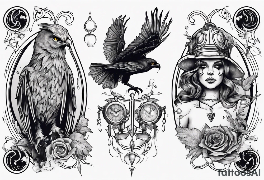 The Zodiac sign Aquarius as a Human accompanied by an owl and raven ...