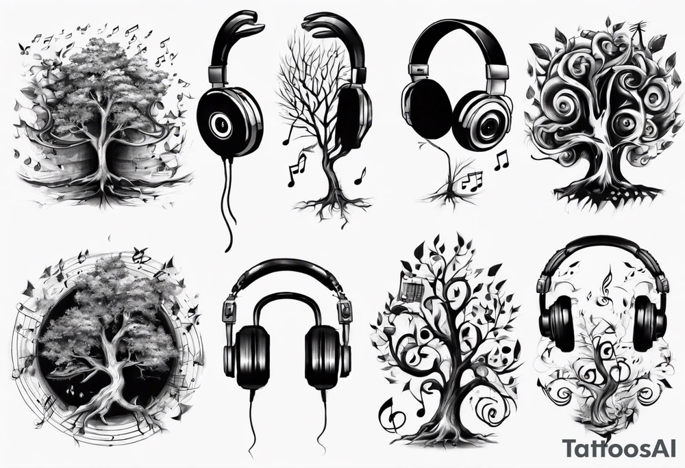 music speaker note tree headphones tattoo idea