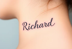 The name Richard in pretty handwriting with a heart for the dot on the i on my neck tattoo idea