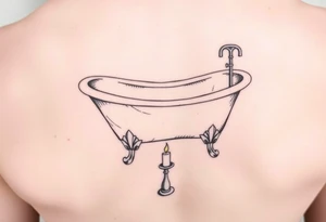 clawfoot bathtub with visible bathroom floor and a candle on the floor tattoo idea