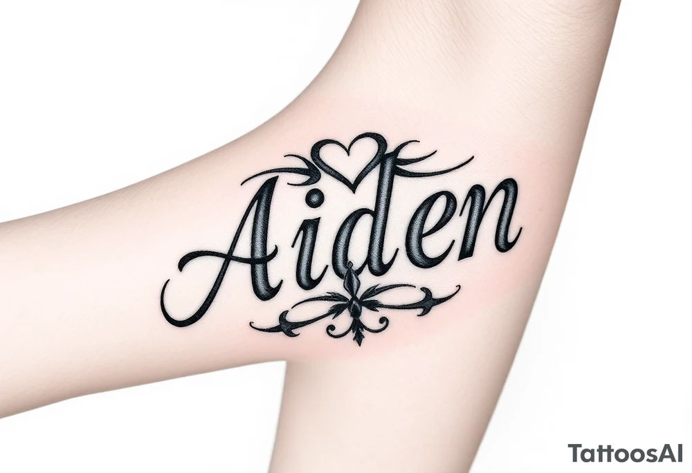 The name Aiden with a theme of love tattoo idea