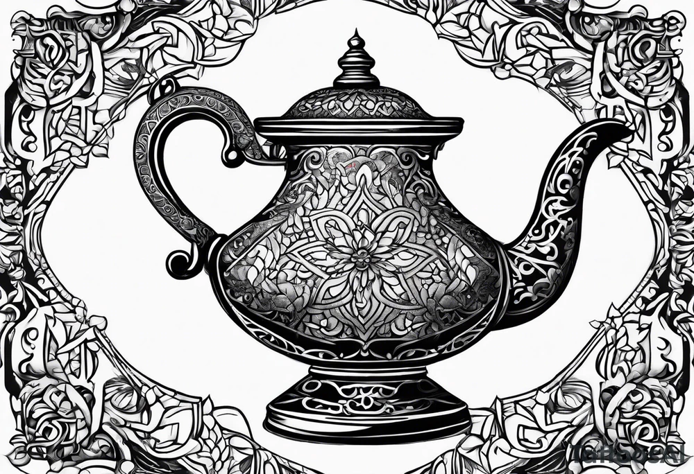 magic lamp with arabic tattoo idea