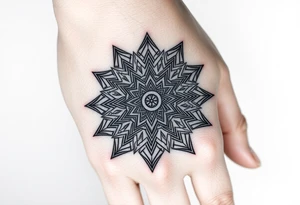 intricate mandala with sacred geometry and cosmic elements tattoo idea