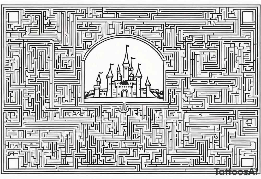 Labyrinth Maze with castle tattoo idea