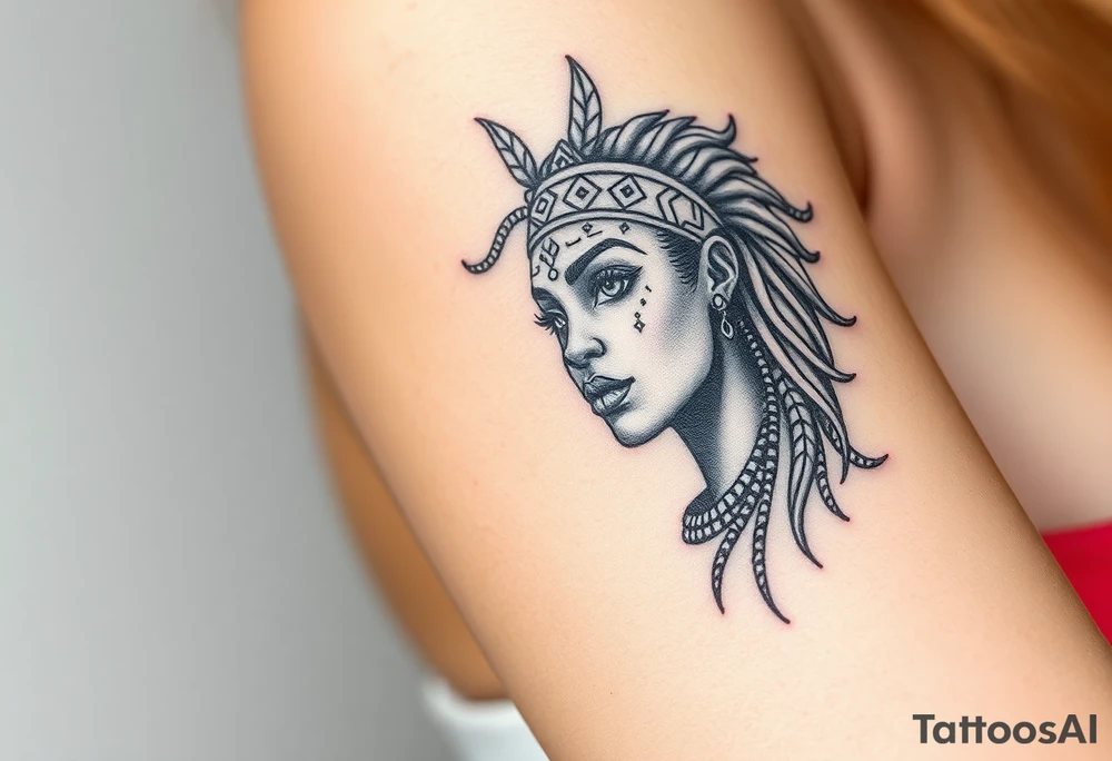 African goddess with tribal makeup tattoo idea