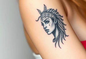 African goddess with tribal makeup tattoo idea