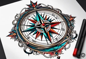 Compass true north due south tattoo idea