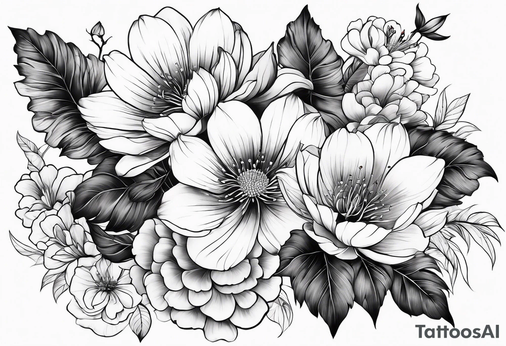 sleeve of Japanese flowers tattoo idea