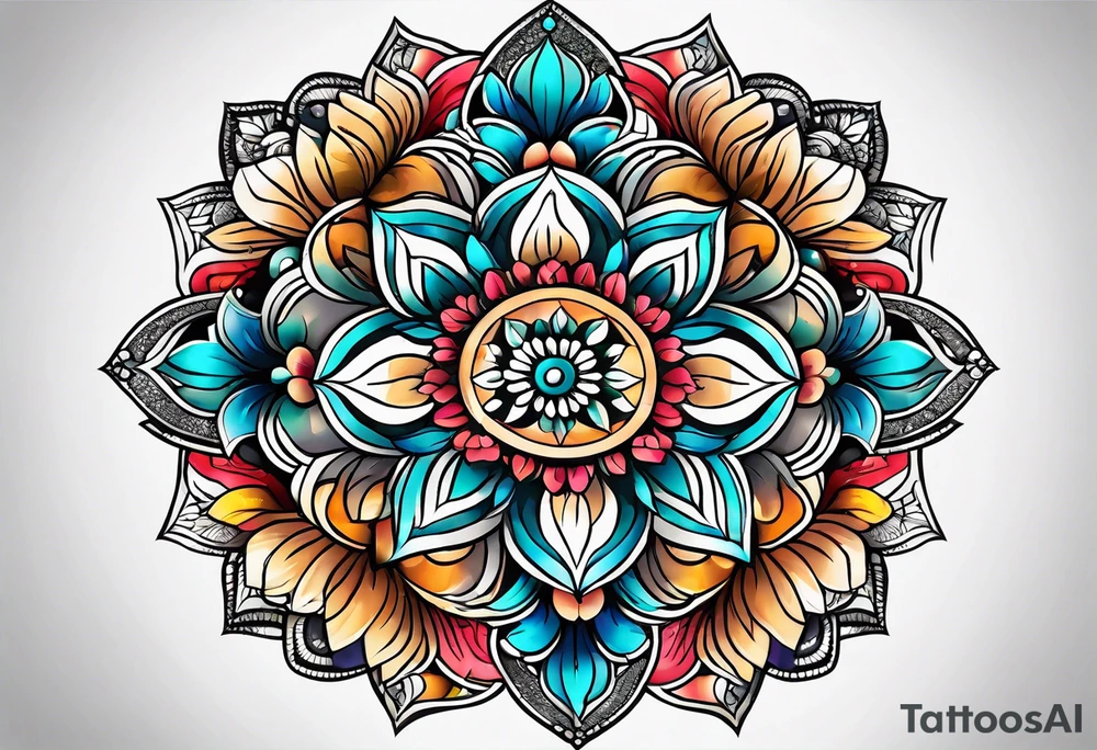 Geometric mandala flowers tattoo idea
