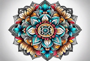 Geometric mandala flowers tattoo idea