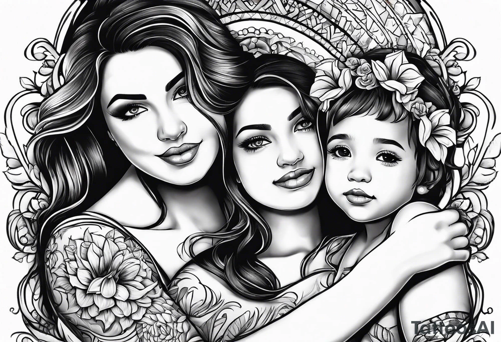 Mothers bond with three daughters tattoo idea