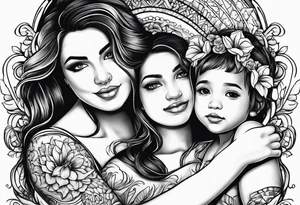 Mothers bond with three daughters tattoo idea