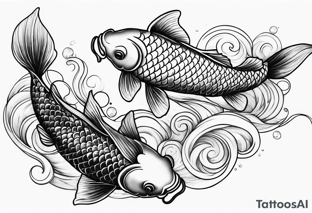 Three Koi fish swimming tattoo idea
