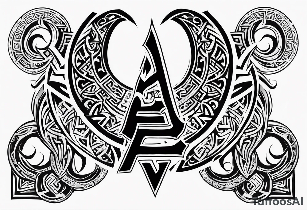 Valhalla sword shield axe Valknut  tribal tattoo idea