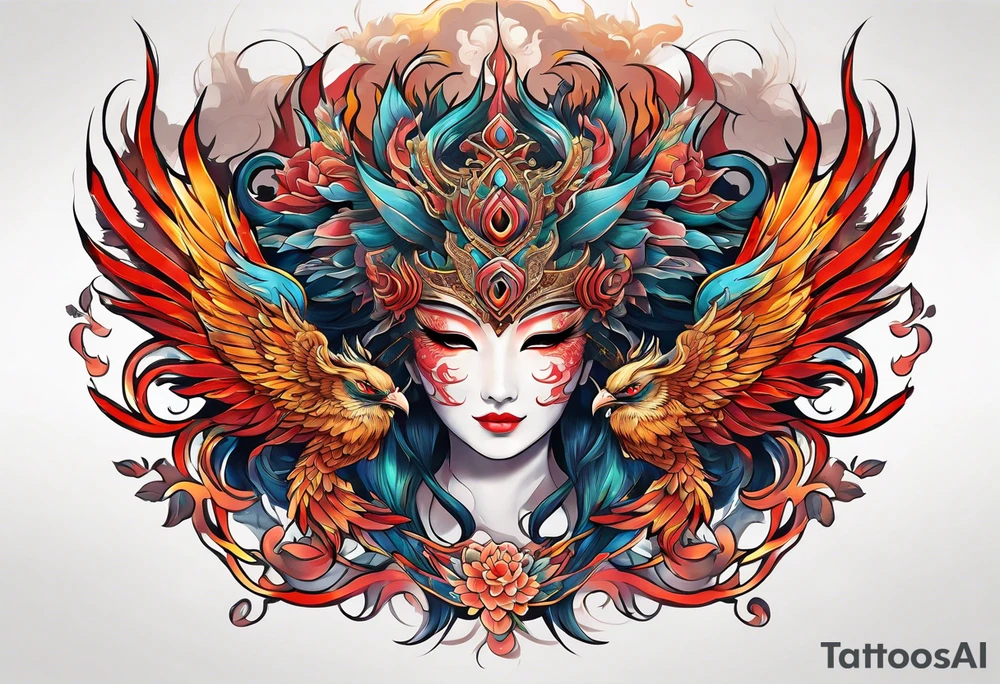 phoenix mask tattoo idea