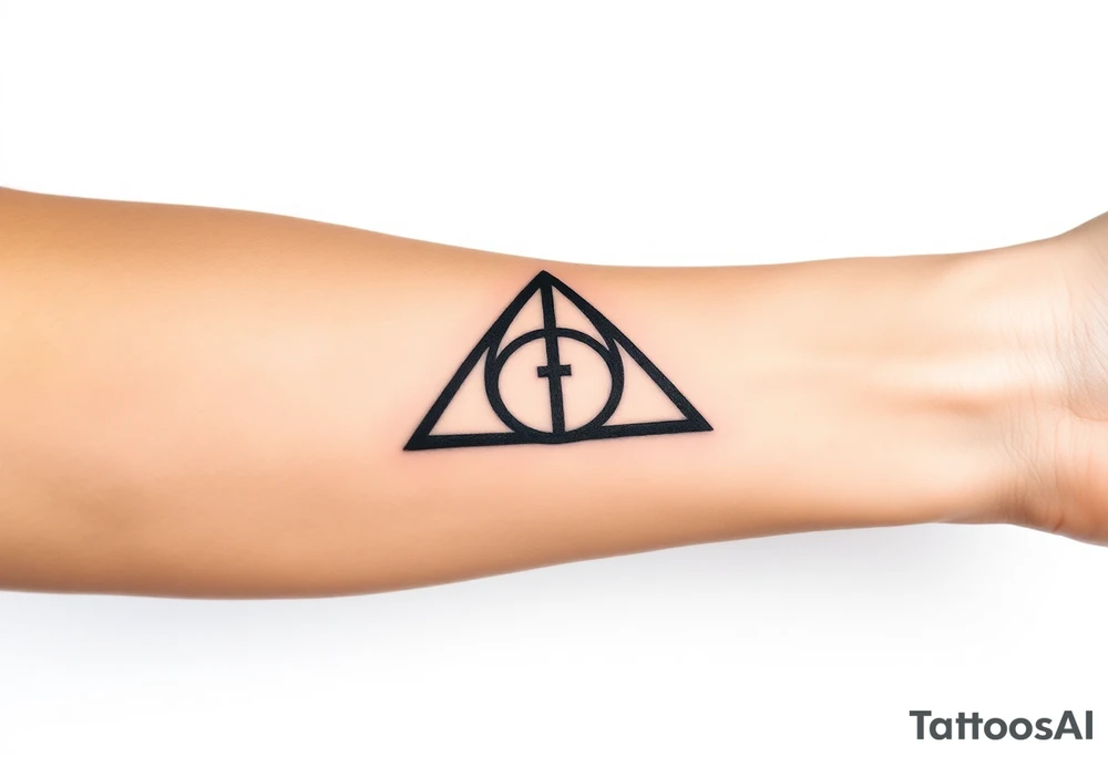 A gothic-style Deathly Hallows symbol tattoo idea