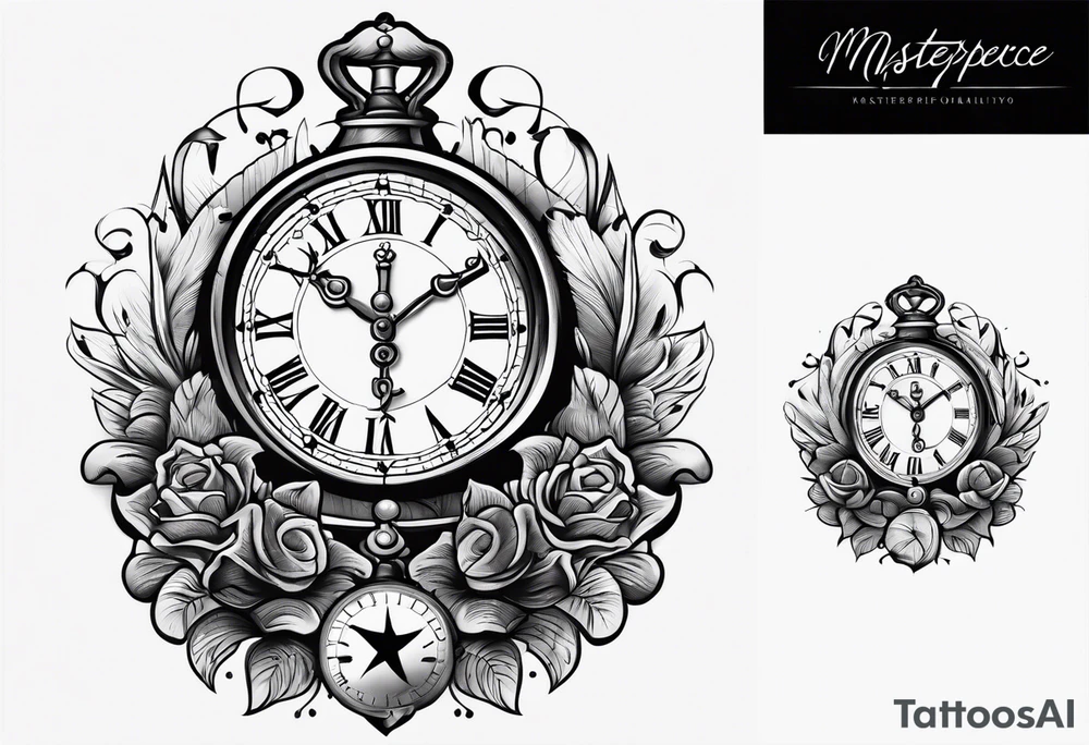 Cross anchor clock tattoo idea