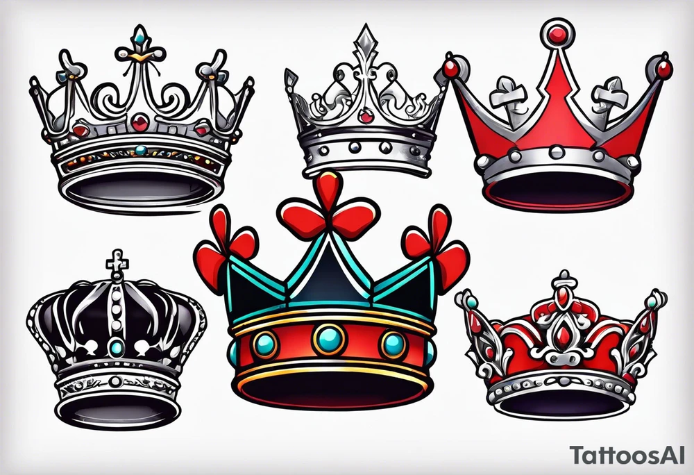 Simple crown. 2D. 5 points. tattoo idea