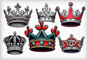 Simple crown. 2D. 5 points. tattoo idea