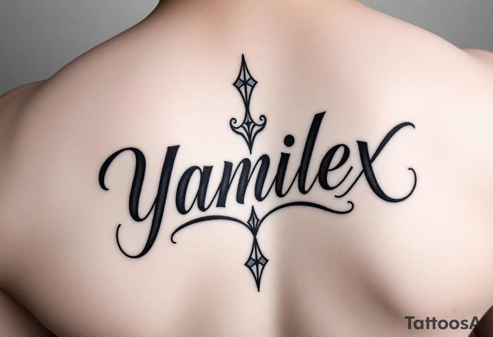 Create the name Yamilex  going  up to down 
in calligraphy  writing tattoo idea