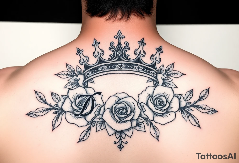 Medium side king crown above the name, David and roses Tatoo idea tattoo idea