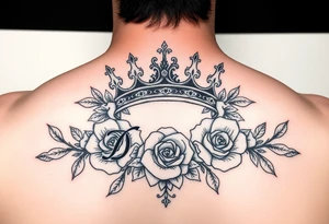 Medium side king crown above the name, David and roses Tatoo idea tattoo idea