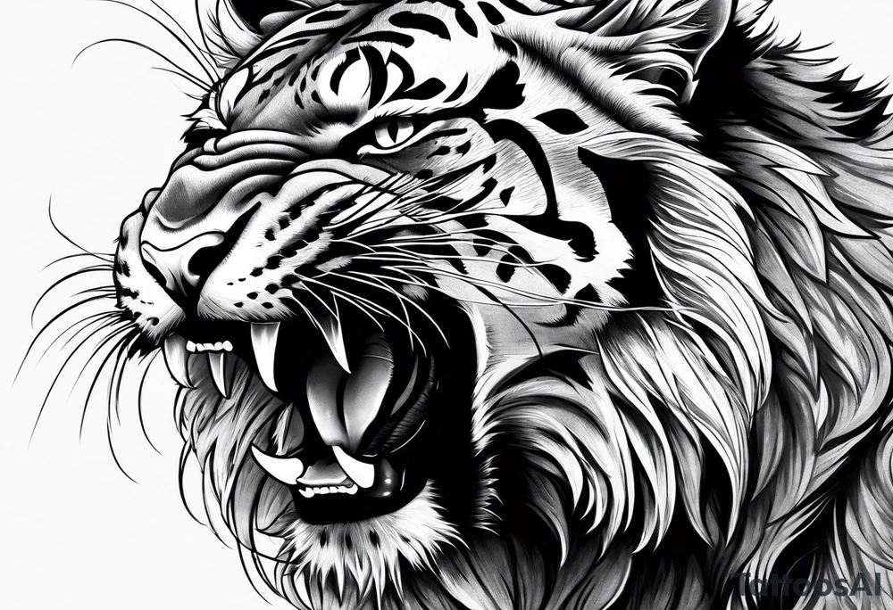 big cat roaring tattoo idea