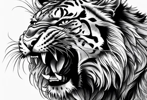 big cat roaring tattoo idea