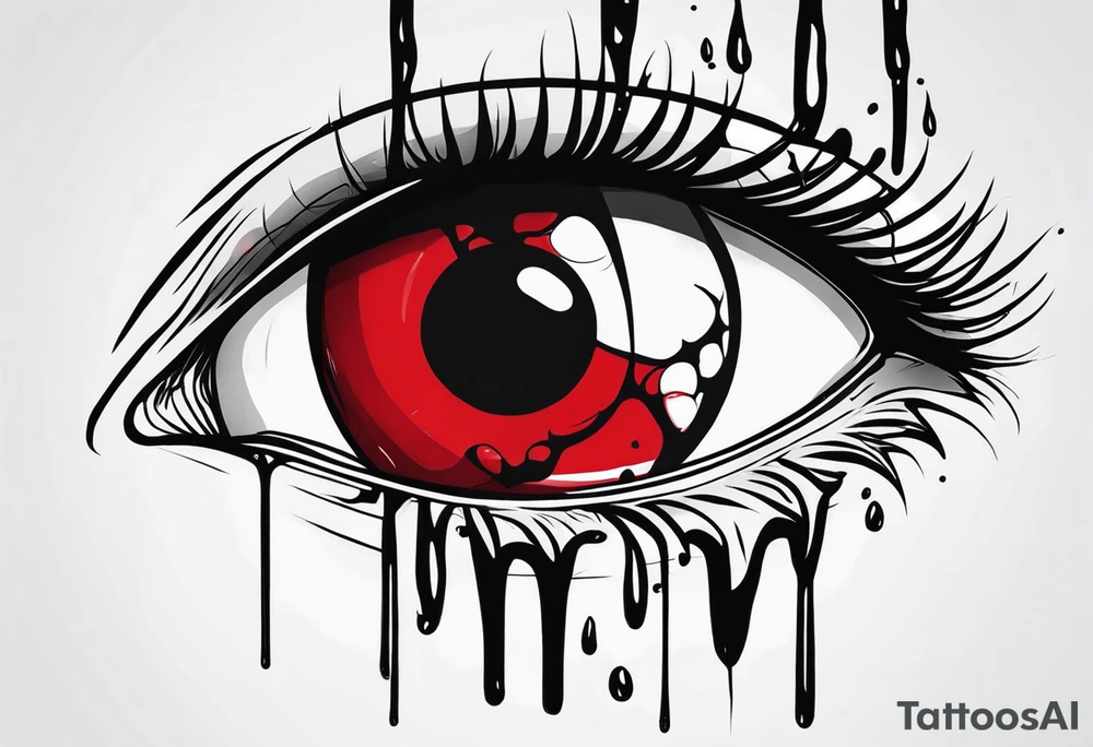 Bleeding tear flows to down from eye tattoo design tattoo idea