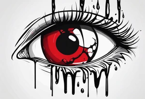 Bleeding tear flows to down from eye tattoo design tattoo idea