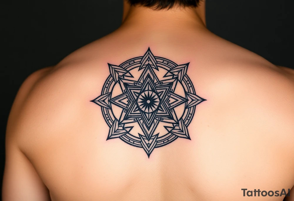 Sacred geometry thigh tattoo idea