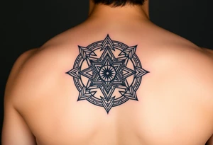 Sacred geometry thigh tattoo idea