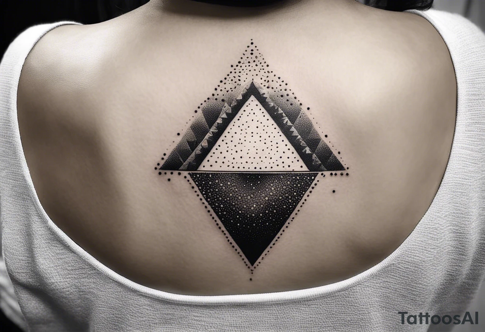 Triángulos fractales, con círculo concéntrico en varios niveles dentro del triangulo tattoo idea