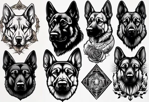 Dark German shepherd portrait tattoo idea