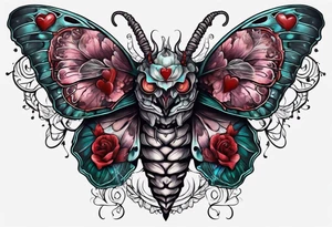 Death moth holding Anatomical Heart, bleeding tattoo idea