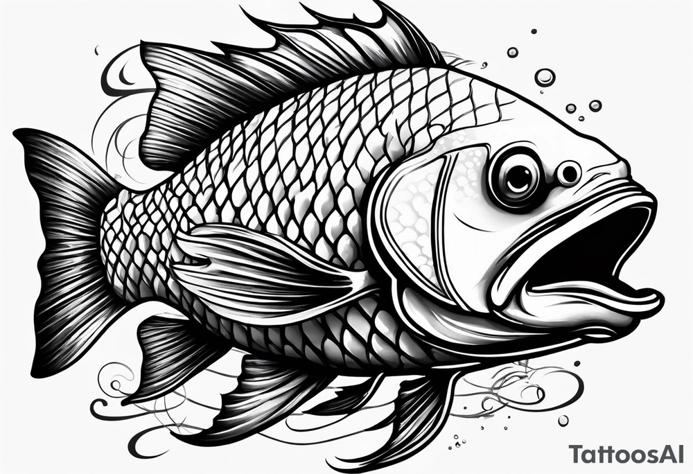 Fish with a race helmet tattoo idea