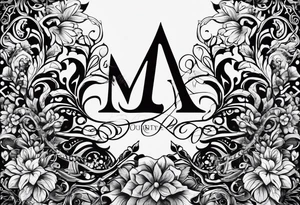 My Wifes Initials MCE with My Daughter Initials ARE withMy Sons Initials CAE tattoo idea
