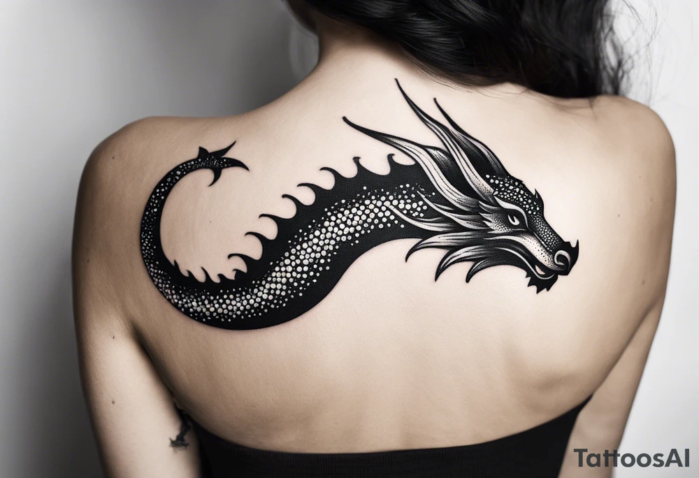 strength, small, western dragon, long tail, elegant, lengthy, pisces tattoo idea