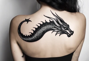 strength, small, western dragon, long tail, elegant, lengthy, pisces tattoo idea
