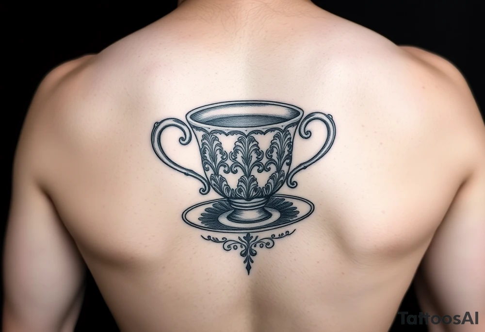 Antique tea cup tattoo idea