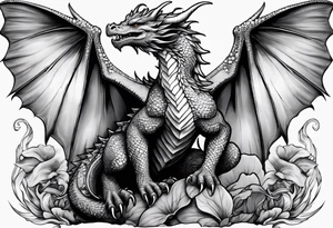 Dragon mushrooms on wings tattoo idea