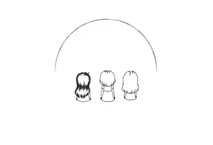 3 petites filles ( une cheveux noir et deux blondes)
sous un arc en ciel incomplet tattoo idea